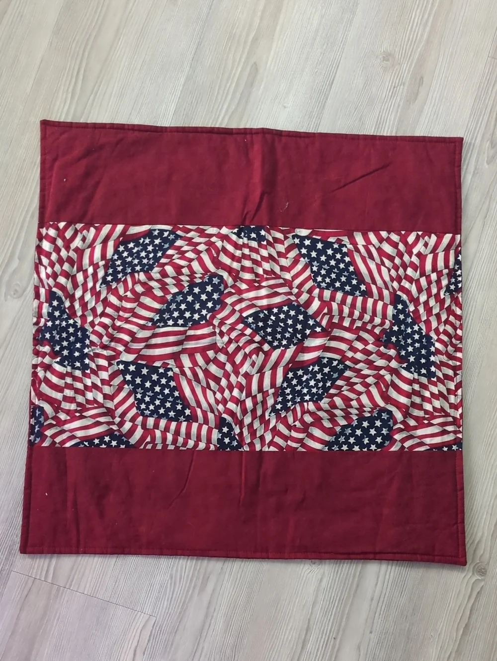 Handmade Patriotic Cathedral Window Quilt Wall Hanging 3D Americana Decor